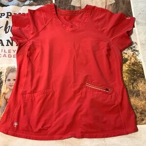 Coral colored scrub top